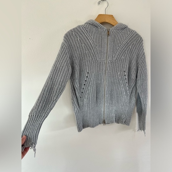 Zadig & Voltaire Moore Light Grey Hooded Knit Cardigan Sweater Size XS/S - Picture 3 of 14